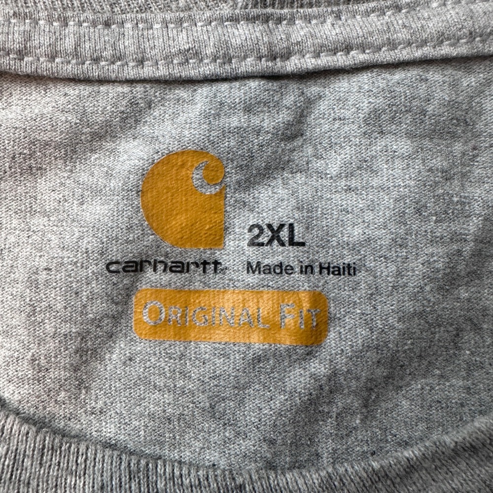 Carhartt T-Shirt Mens 2XL K87 Original Fit Gray Pocket Workwear Short Sleeve - Picture 4 of 10